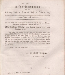 Gesetz-Sammlung für die Königlichen Preussischen Staaten, 30. Juni, 1811, nr. 16.