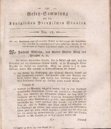 Gesetz-Sammlung für die Königlichen Preussischen Staaten, 10. August, 1811, nr. 18.