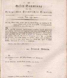 Gesetz-Sammlung für die Königlichen Preussischen Staaten, 26. August, 1811, nr. 19.