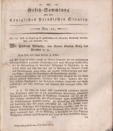 Gesetz-Sammlung für die Königlichen Preussischen Staaten, 26. September, 1811, nr. 21.