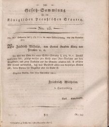 Gesetz-Sammlung für die Königlichen Preussischen Staaten, 23. November, 1811, nr. 23.