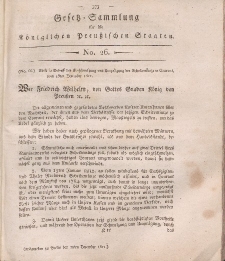Gesetz-Sammlung für die Königlichen Preussischen Staaten, 19. Dezember, 1811, nr. 26.