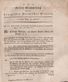 Gesetz-Sammlung für die Königlichen Preussischen Staaten, 17. März, 1812, nr. 5.