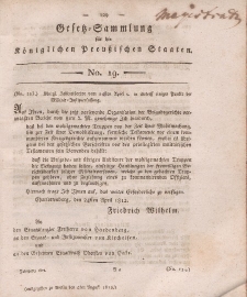 Gesetz-Sammlung für die Königlichen Preussischen Staaten, 4. August 1812, nr. 19.