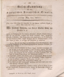 Gesetz-Sammlung für die Königlichen Preussischen Staaten, 22. August 1812, nr. 21.