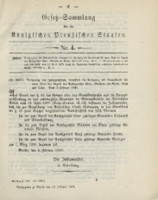 Gesetz-Sammlung für die Königlichen Preussischen Staaten, 14. Februar, 1890, nr. 4.