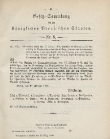 Gesetz-Sammlung für die Königlichen Preussischen Staaten, 29. März, 1890, nr. 8.
