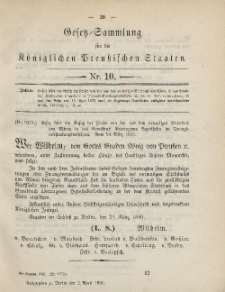 Gesetz-Sammlung für die Königlichen Preussischen Staaten, 2. April, 1890, nr. 10.