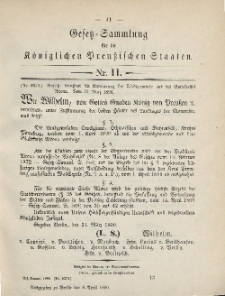 Gesetz-Sammlung für die Königlichen Preussischen Staaten, 8. April, 1890, nr. 11.