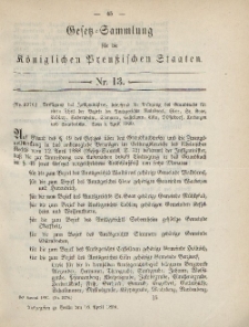 Gesetz-Sammlung für die Königlichen Preussischen Staaten, 16. April, 1890, nr. 13.
