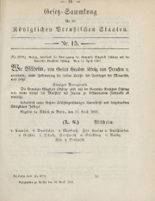 Gesetz-Sammlung für die Königlichen Preussischen Staaten, 28. April, 1890, nr. 15.