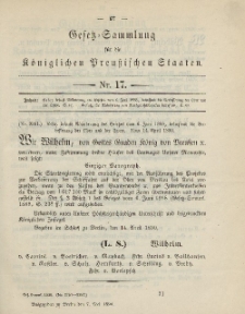 Gesetz-Sammlung für die Königlichen Preussischen Staaten, 7. Mai, 1890, nr. 17.
