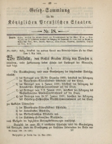 Gesetz-Sammlung für die Königlichen Preussischen Staaten, 14. Mai, 1890, nr. 18.