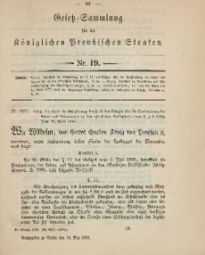 Gesetz-Sammlung für die Königlichen Preussischen Staaten, 16. Mai, 1890, nr. 19.