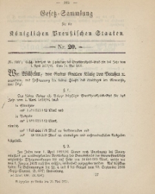 Gesetz-Sammlung für die Königlichen Preussischen Staaten, 20. Mai, 1890, nr. 20.