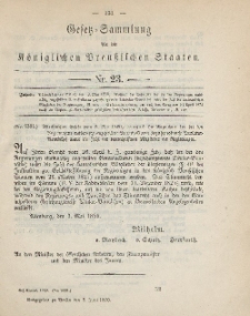 Gesetz-Sammlung für die Königlichen Preussischen Staaten, 9. Juni, 1890, nr. 23.