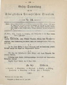 Gesetz-Sammlung für die Königlichen Preussischen Staaten, 16. Juni, 1890, nr. 24.