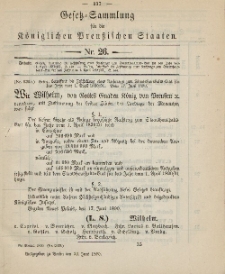 Gesetz-Sammlung für die Königlichen Preussischen Staaten, 23. Juni, 1890, nr. 26.