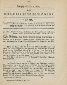 Gesetz-Sammlung für die Königlichen Preussischen Staaten, 25. Juni, 1890, nr. 28.