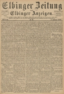 Elbinger Zeitung und Elbinger Anzeigen, Nr. 33 Mittwoch 9. Februar 1887