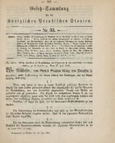 Gesetz-Sammlung für die Königlichen Preussischen Staaten, 18. Juli, 1890, nr. 33.