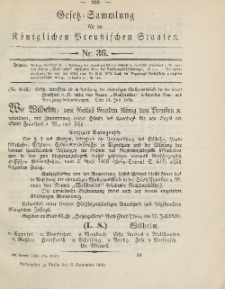 Gesetz-Sammlung für die Königlichen Preussischen Staaten, 6. September, 1890, nr. 36.