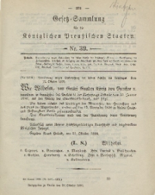 Gesetz-Sammlung für die Königlichen Preussischen Staaten, 23. Oktober, 1890, nr. 39.
