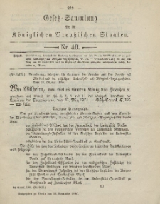 Gesetz-Sammlung für die Königlichen Preussischen Staaten, 13. November, 1890, nr. 40.