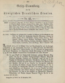 Gesetz-Sammlung für die Königlichen Preussischen Staaten, 27. November, 1890, nr. 41.