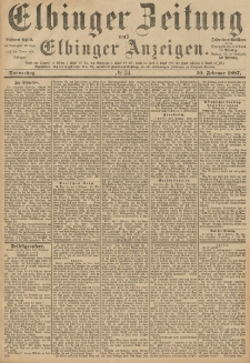 Elbinger Zeitung und Elbinger Anzeigen, Nr. 34 Donnerstag 10. Februar 1887