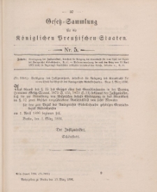 Gesetz-Sammlung für die Königlichen Preussischen Staaten, 13. März 1896, nr. 5.