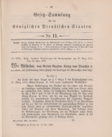 Gesetz-Sammlung für die Königlichen Preussischen Staaten, 16. Mai 1896, nr. 11.