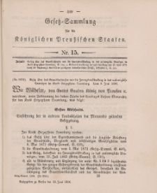 Gesetz-Sammlung für die Königlichen Preussischen Staaten, 19. Juni 1896, nr. 15.