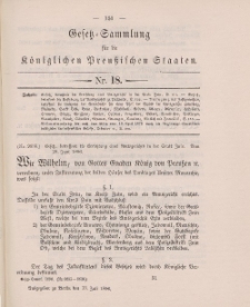Gesetz-Sammlung für die Königlichen Preussischen Staaten, 13. Juli 1896, nr. 18.