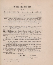 Gesetz-Sammlung für die Königlichen Preussischen Staaten, 16. Juli 1896, nr. 19.