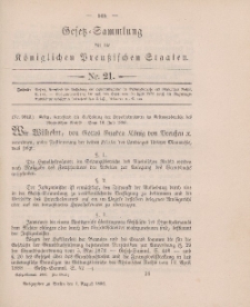 Gesetz-Sammlung für die Königlichen Preussischen Staaten, 1. August 1896, nr. 21.
