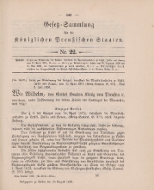 Gesetz-Sammlung für die Königlichen Preussischen Staaten, 20. August 1896, nr. 22.