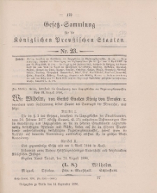 Gesetz-Sammlung für die Königlichen Preussischen Staaten, 14. September 1896, nr. 23.