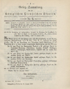 Gesetz-Sammlung für die Königlichen Preussischen Staaten, 24. Januar, 1887, nr. 2.