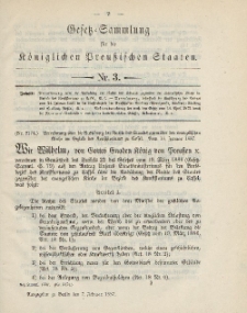 Gesetz-Sammlung für die Königlichen Preussischen Staaten, 7. Februar, 1887, nr. 3.