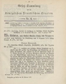 Gesetz-Sammlung für die Königlichen Preussischen Staaten, 24. Februar, 1887, nr. 4.