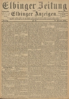 Elbinger Zeitung und Elbinger Anzeigen, Nr. 38 Dienstag 15. Februar 1887