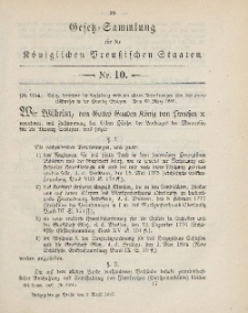 Gesetz-Sammlung für die Königlichen Preussischen Staaten, 2. April, 1887, nr. 10.