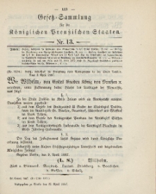 Gesetz-Sammlung für die Königlichen Preussischen Staaten, 25. April, 1887, nr. 13.