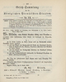 Gesetz-Sammlung für die Königlichen Preussischen Staaten, 25. April, 1887, nr. 13.