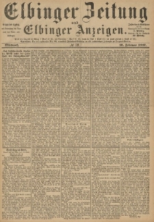 Elbinger Zeitung und Elbinger Anzeigen, Nr. 39 Mittwoch 16. Februar 1887