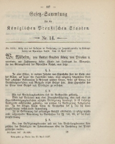 Gesetz-Sammlung für die Königlichen Preussischen Staaten, 28. April, 1887, nr. 14.