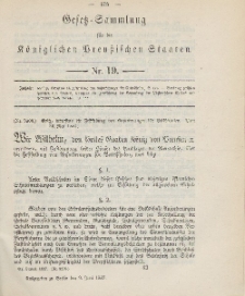 Gesetz-Sammlung für die Königlichen Preussischen Staaten, 9. Juni, 1887, nr. 19.