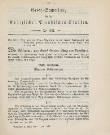 Gesetz-Sammlung für die Königlichen Preussischen Staaten, 13. Juni, 1887, nr. 20.