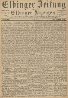 Elbinger Zeitung und Elbinger Anzeigen, Nr. 40 Donnerstag 17. Februar 1887